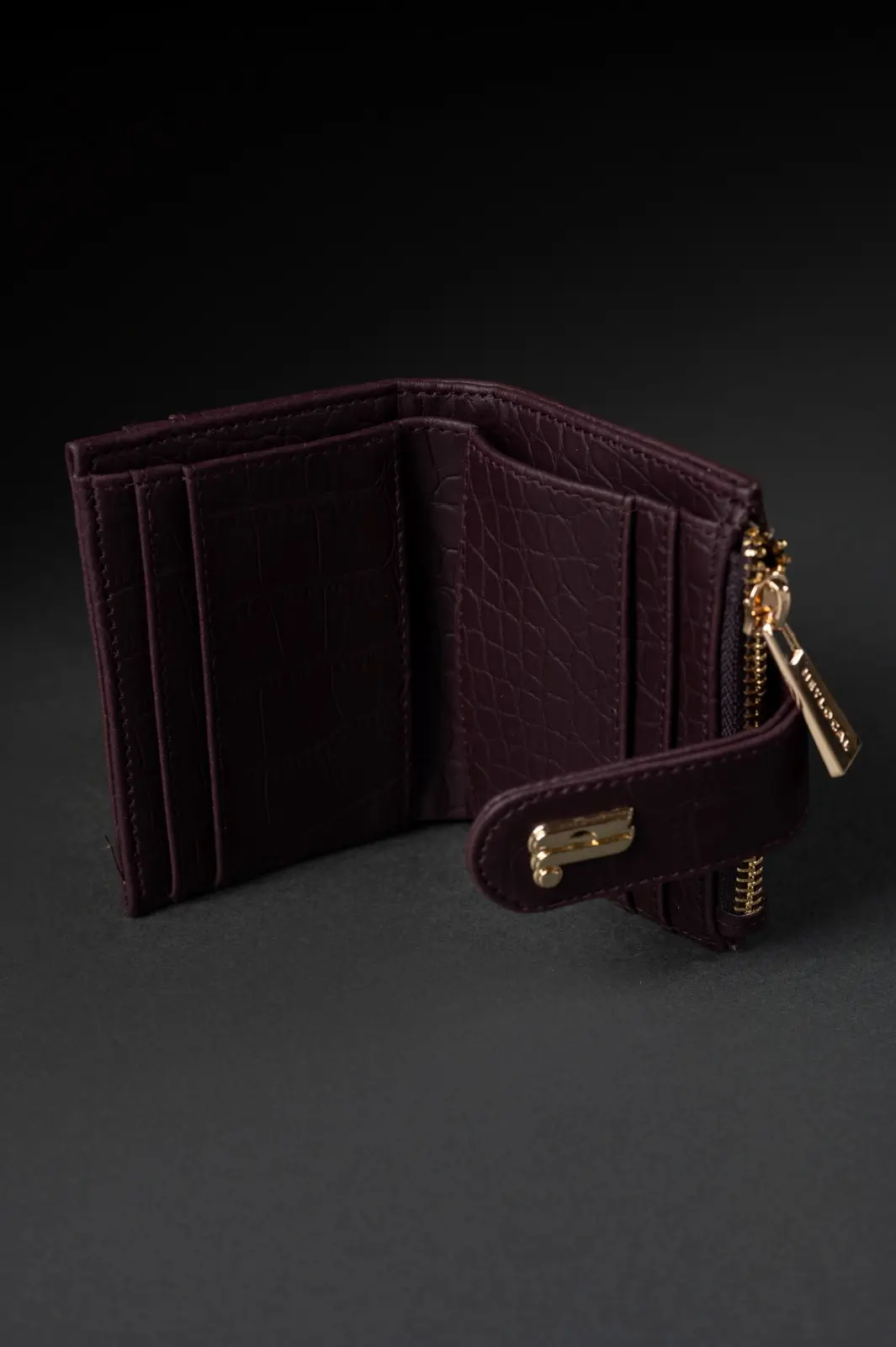 SADIE CROCO WALLET MAROON