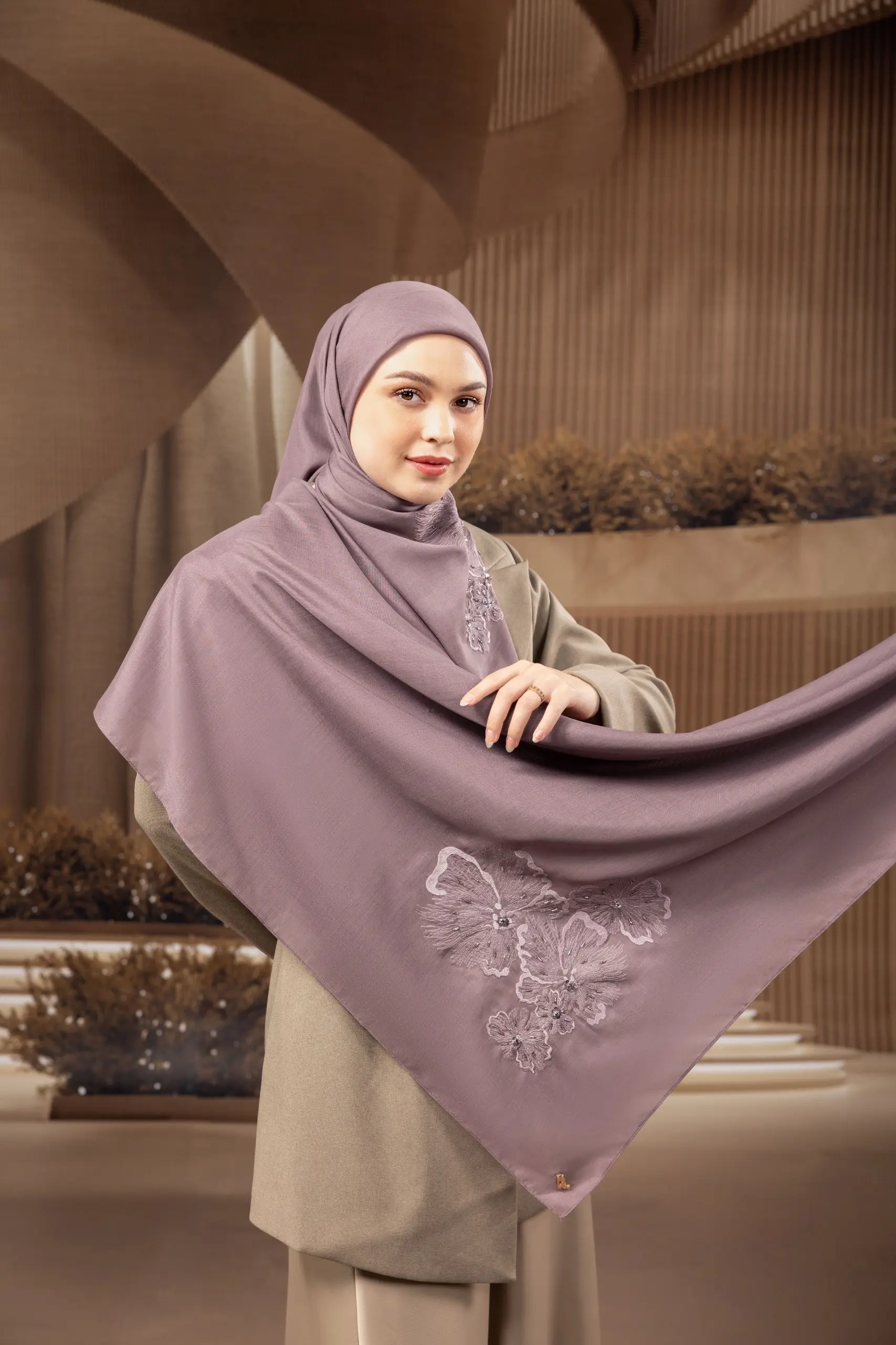 EMBRODIÈRE BEADS SCARF TEAROSE