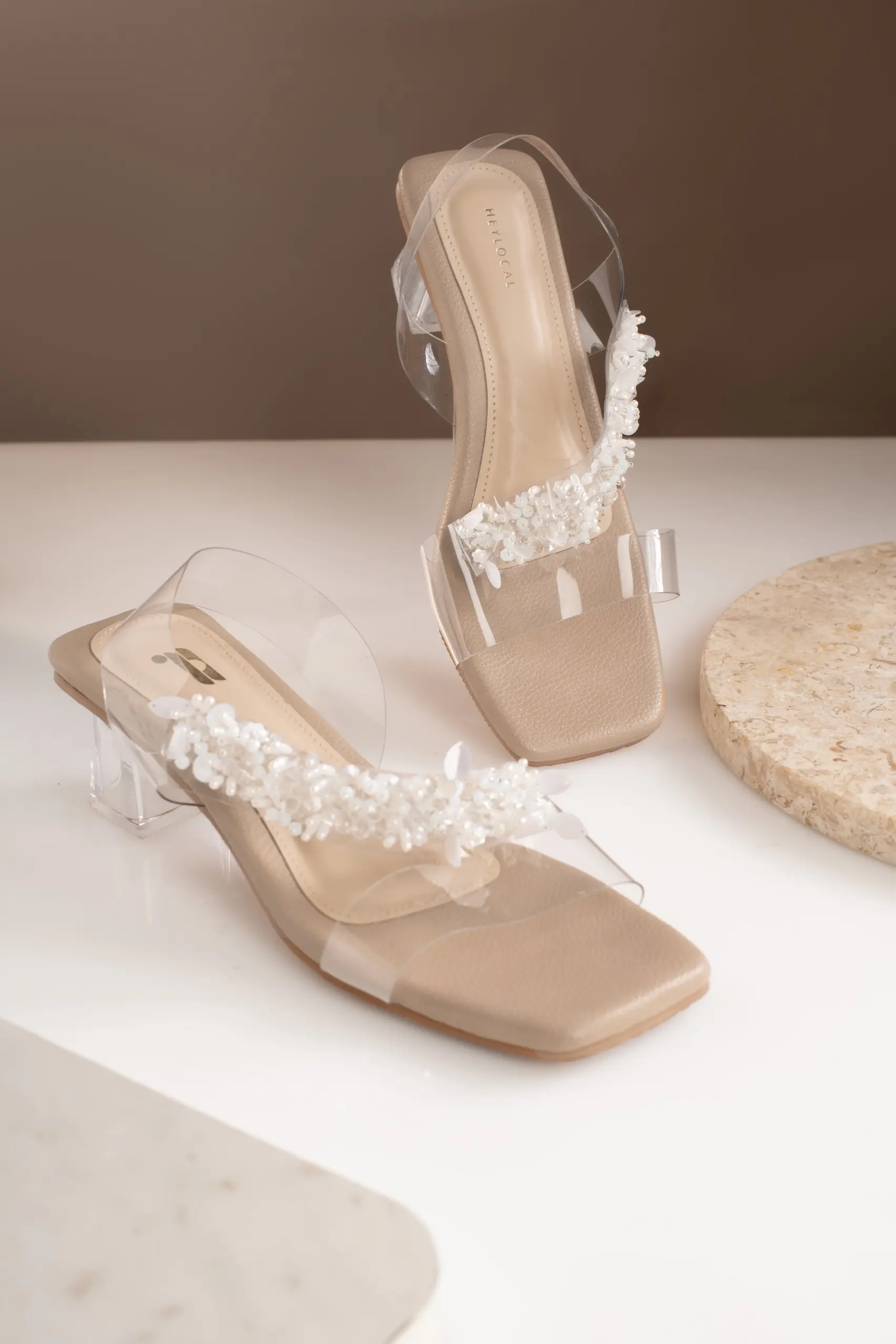 JEANNE CLEAR HEELS BEIGE