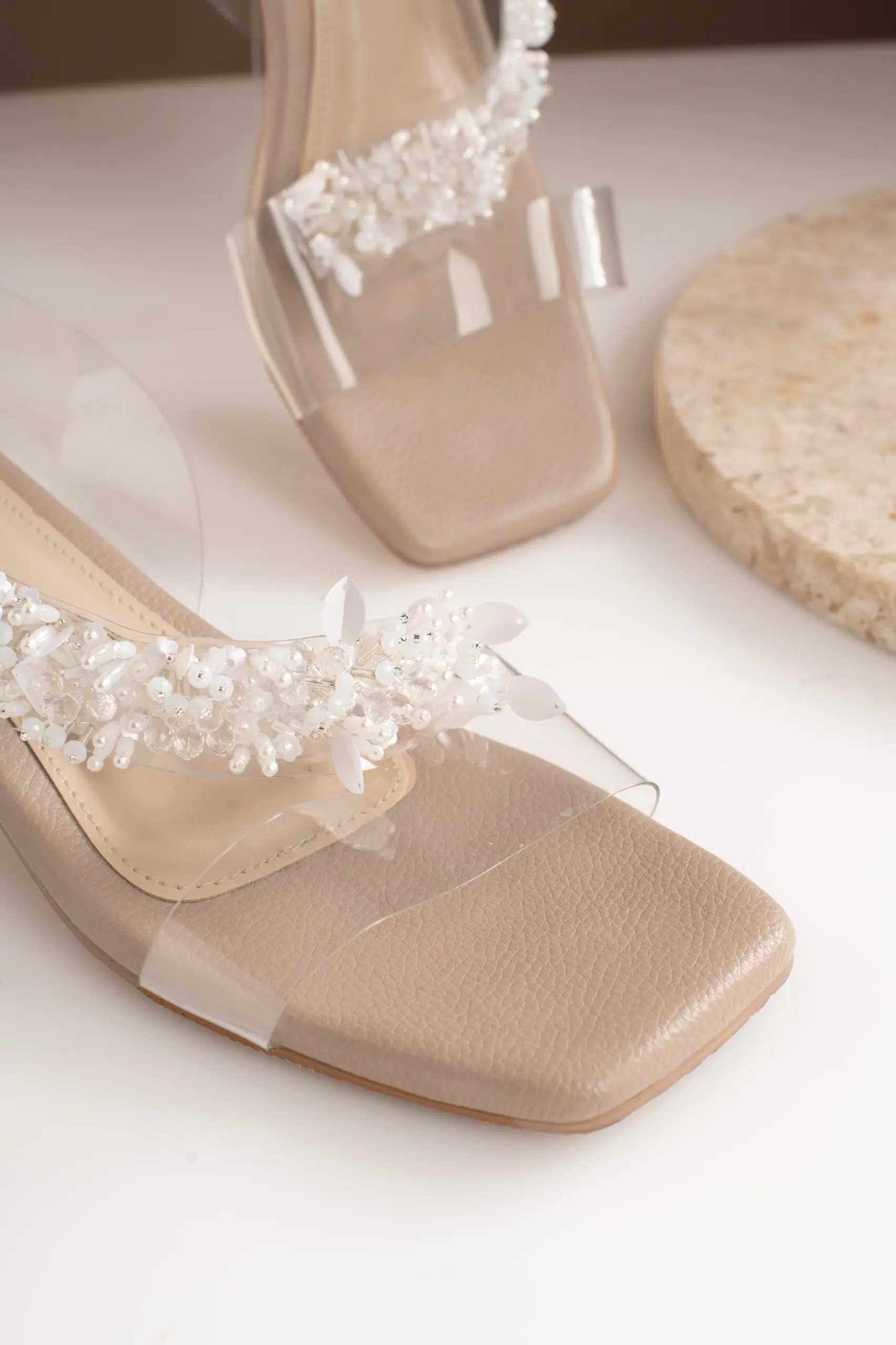 JEANNE CLEAR HEELS BEIGE