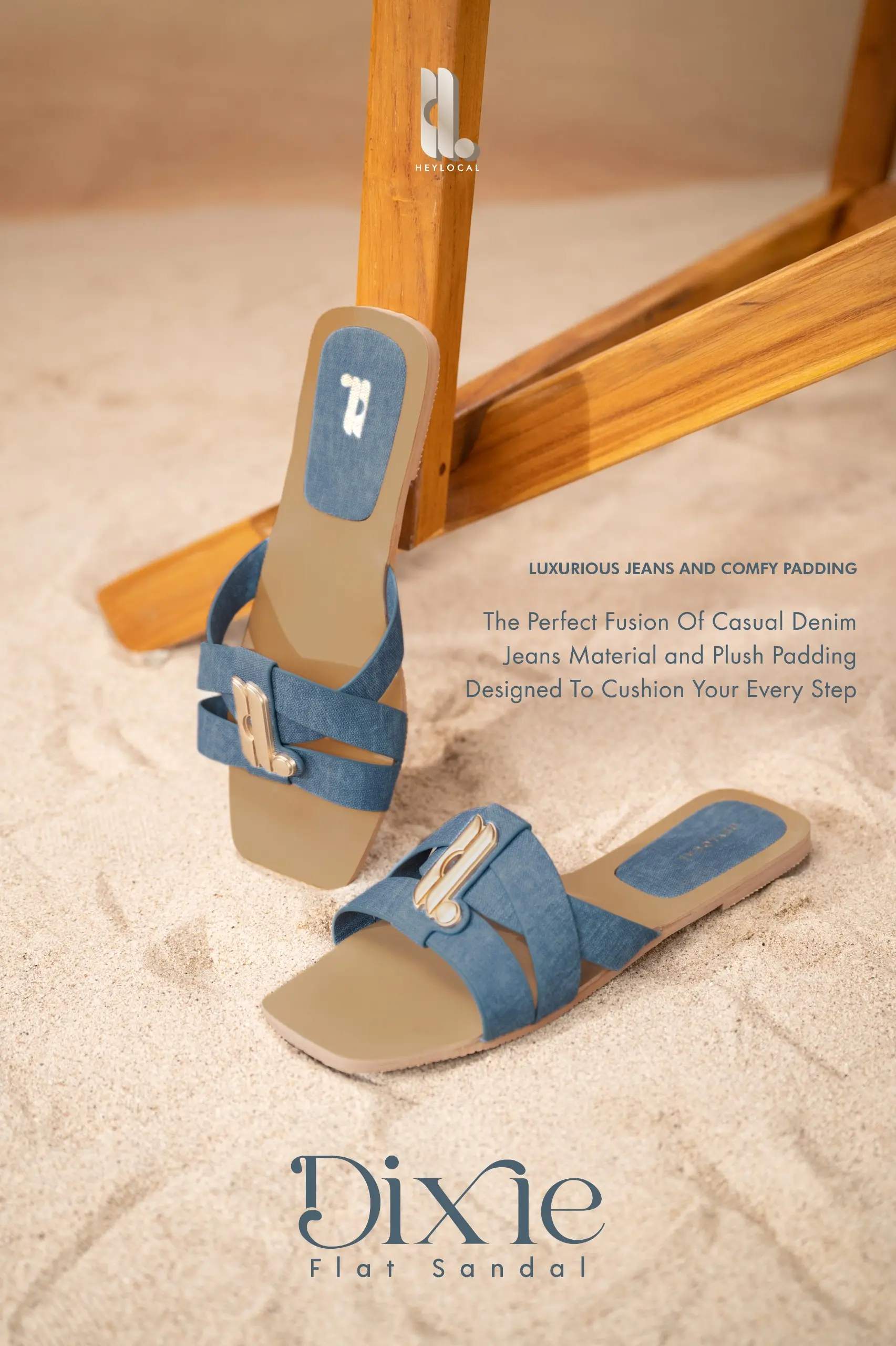 DIXIE FLAT SANDAL BLUE JEANS