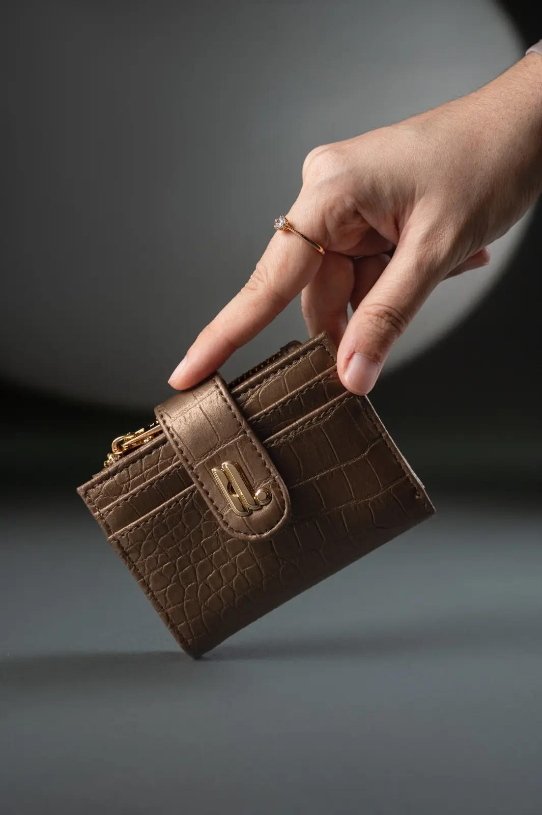 SADIE CROCO WALLET BRONZE