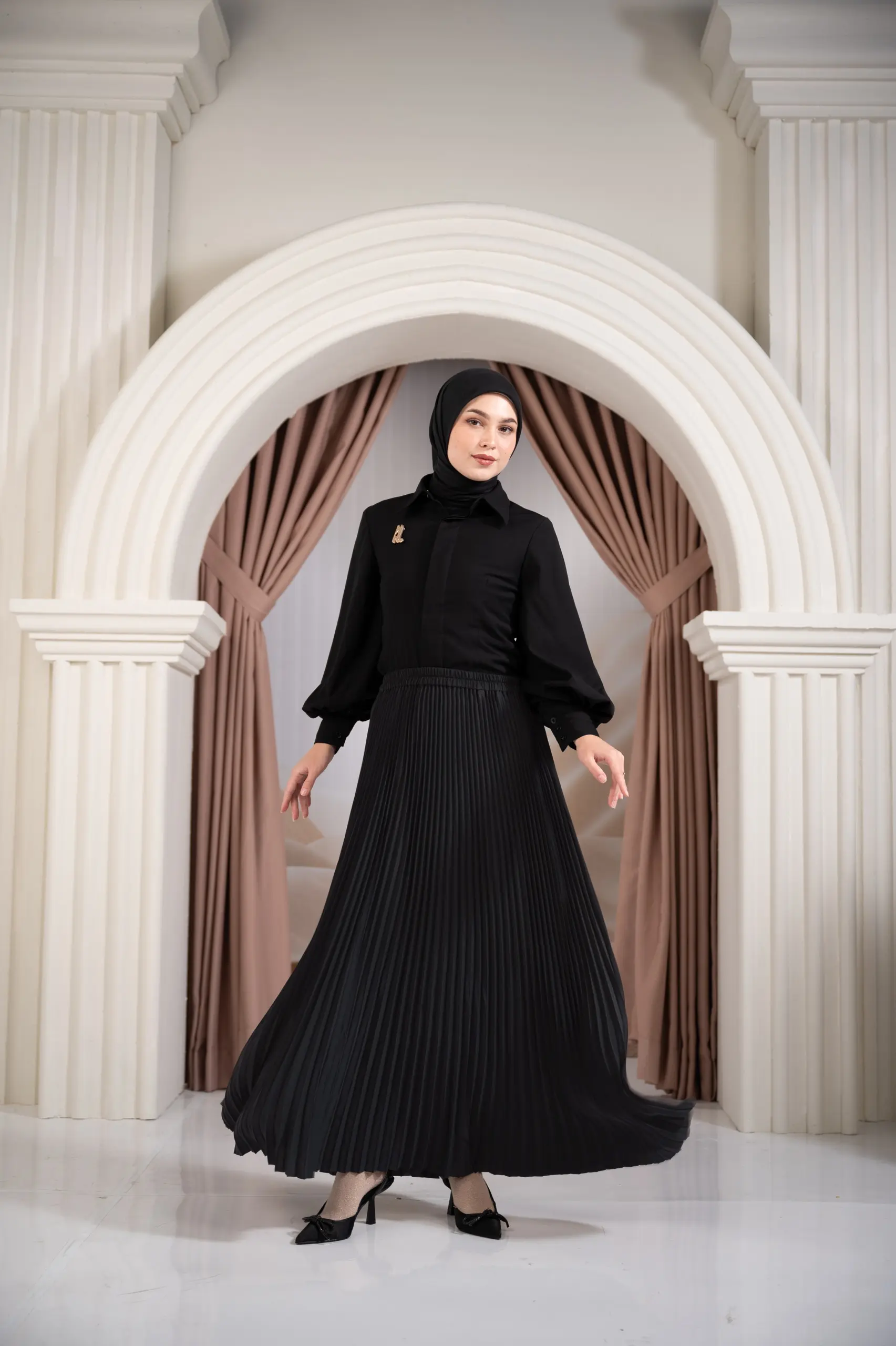 PLISSE PLEATED SKIRT CHARCOAL