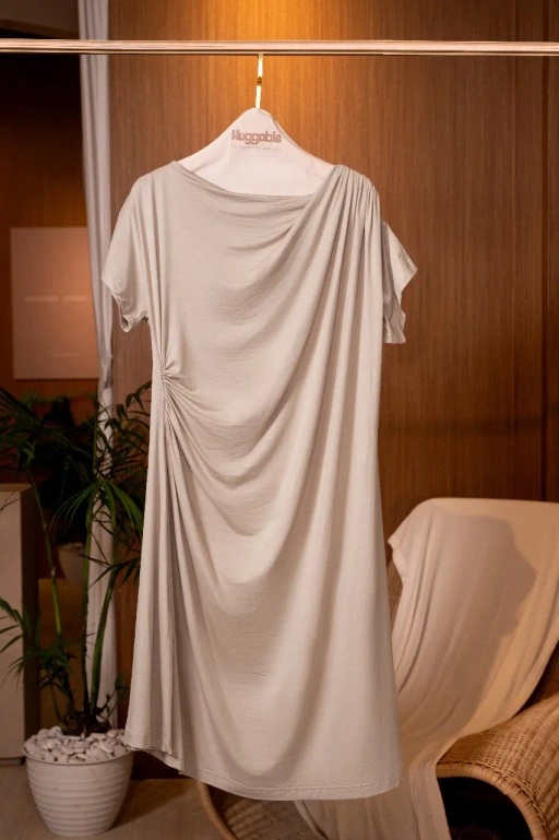 Image of HUGGABLE DRAPERY DRESS BONE