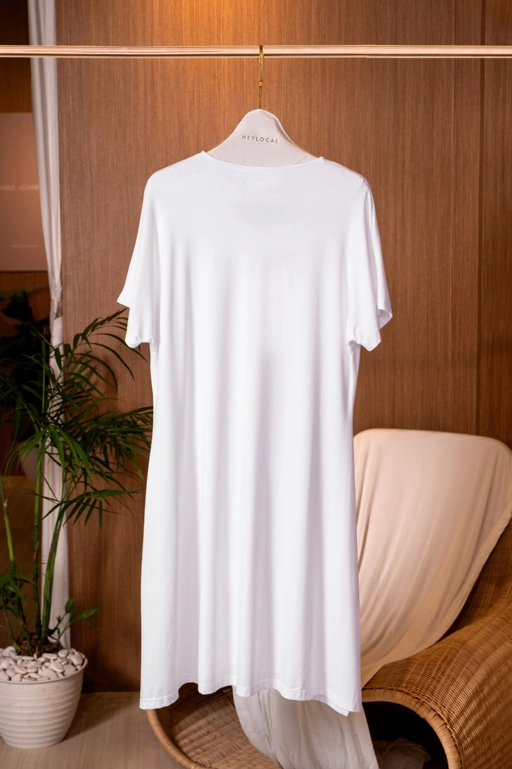 Image of HUGGABLE MIDI V-NECK DRESS COTTON