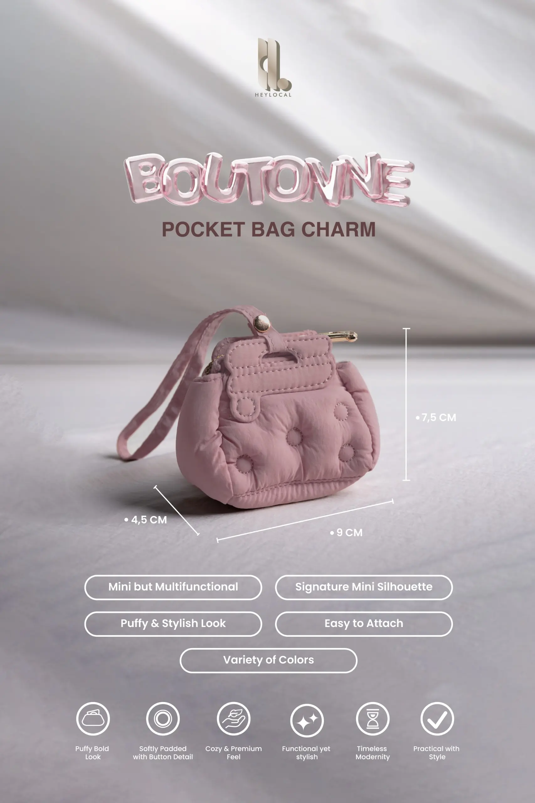 BOUTONNE POCKET BAG CHARM BLACK