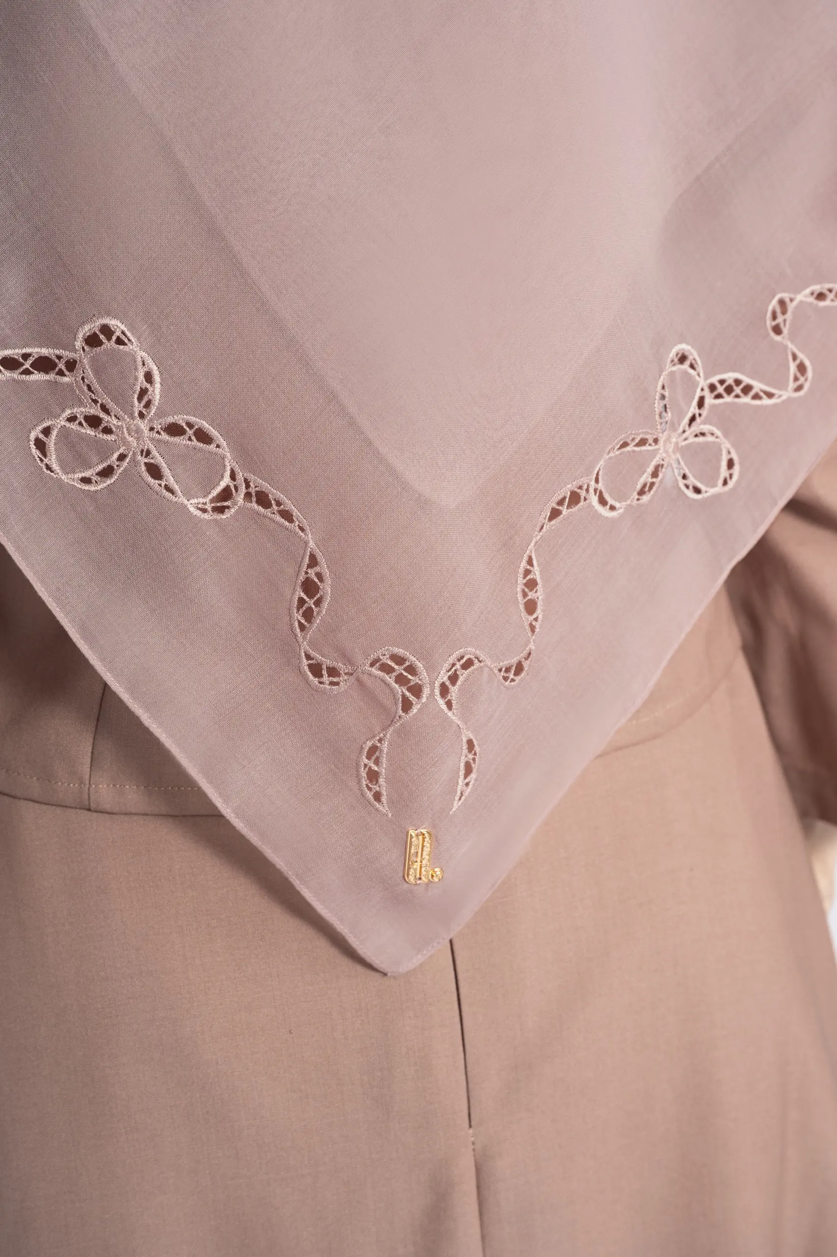 LACELLE RIBBON SCARF BLUSH