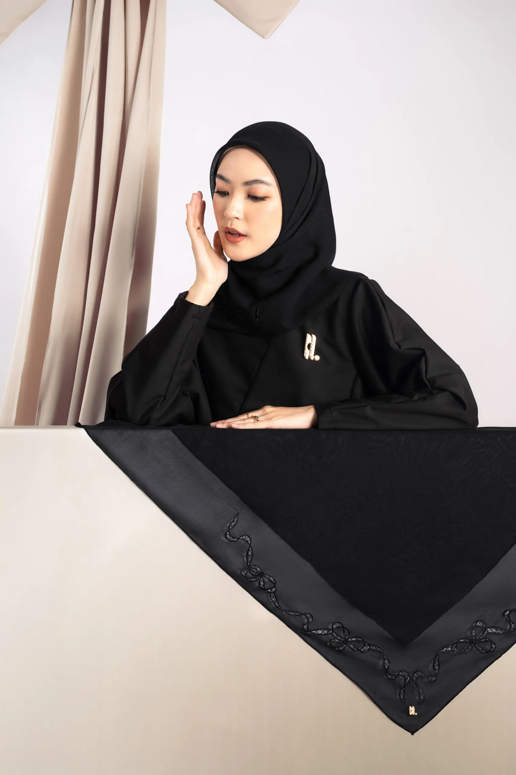 LACELLE RIBBON SCARF NOIR