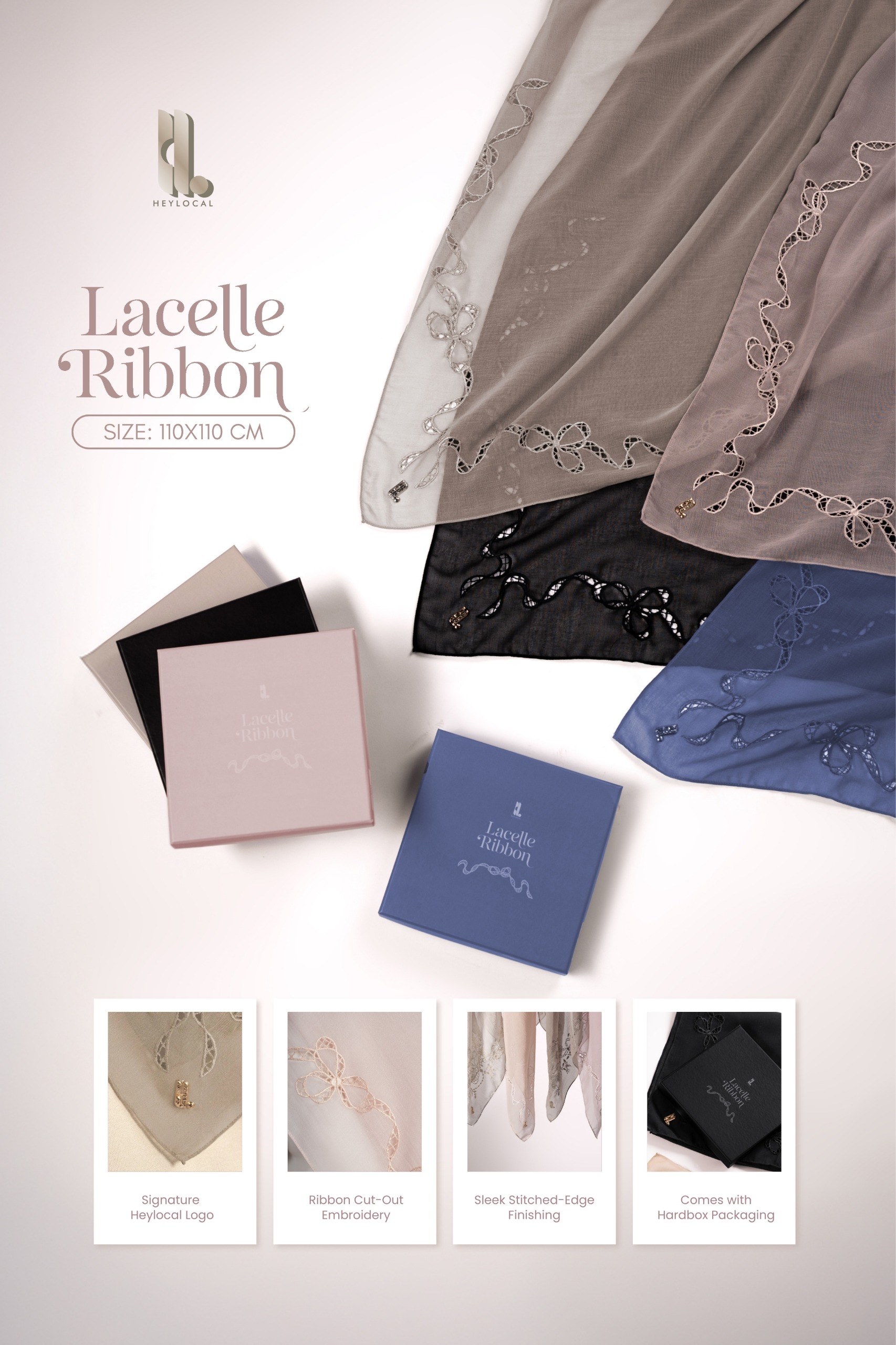 LACELLE RIBBON SCARF BLUSH