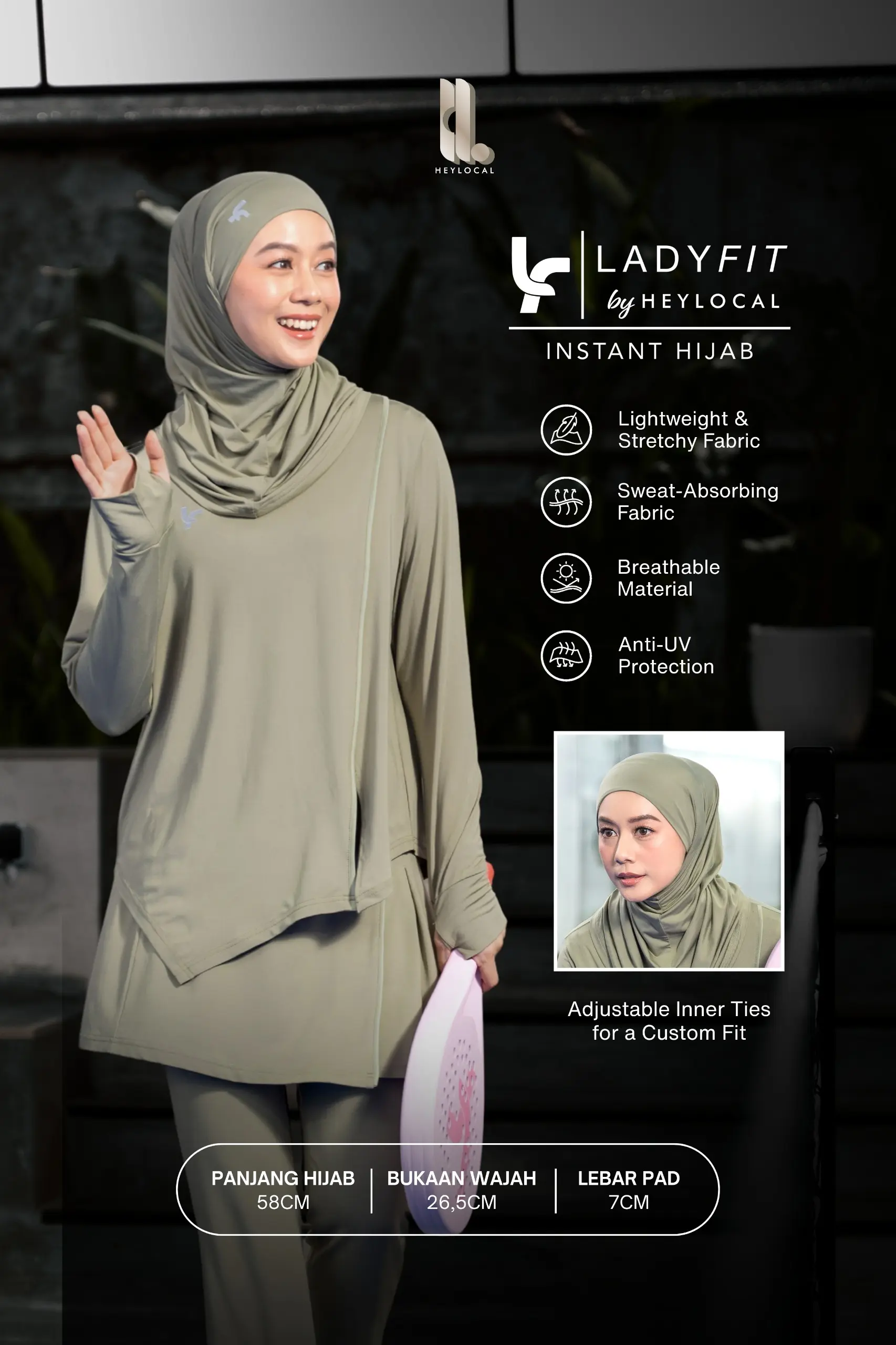 LADY FIT STRIVE INSTANT HIJAB ONYX