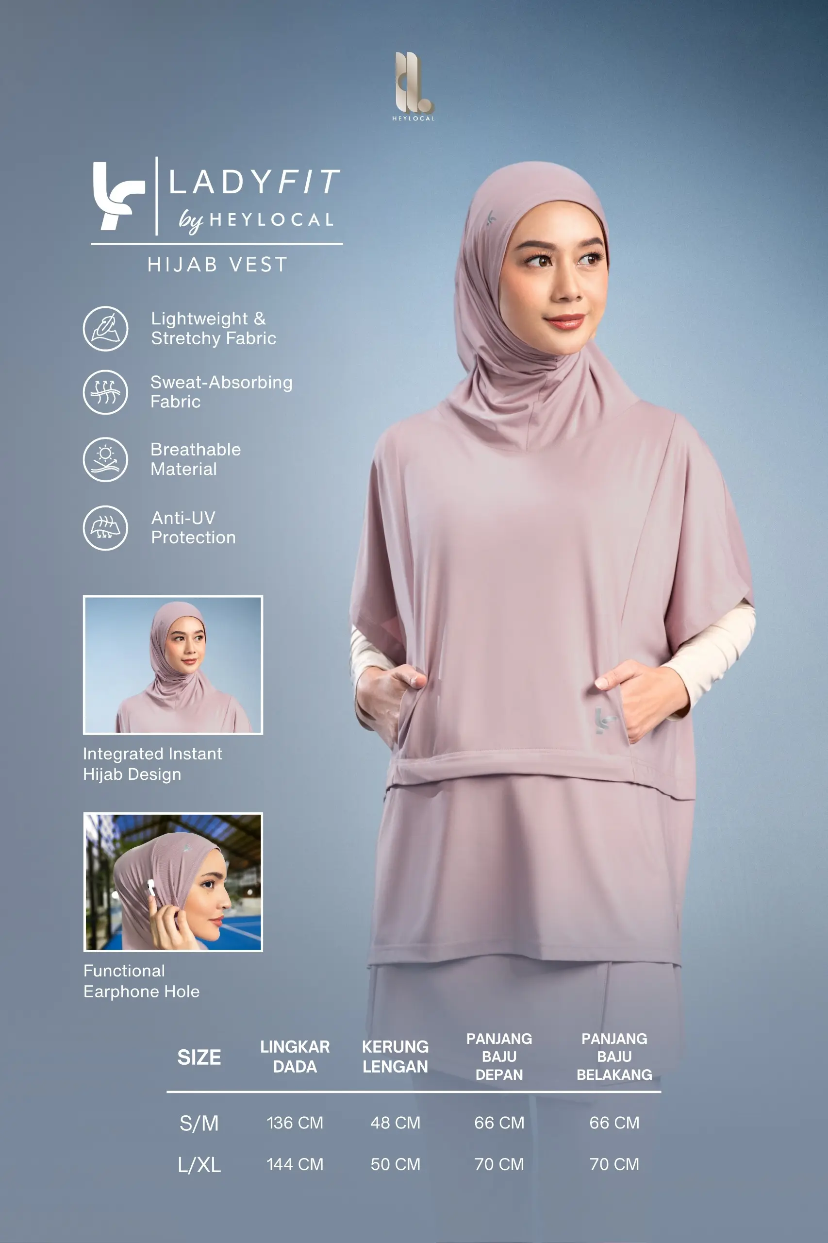 LADY FIT STRIVE HIJAB VEST MOSS