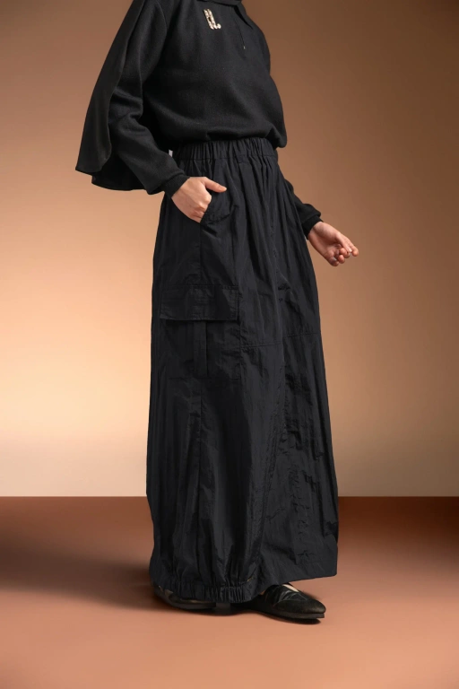 Image of MARGOT 2.0 LONG CARGO SKIRT ONYX