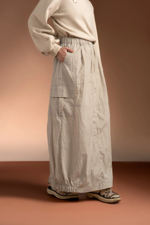 Image of MARGOT 2.0 LONG CARGO SKIRT CREME