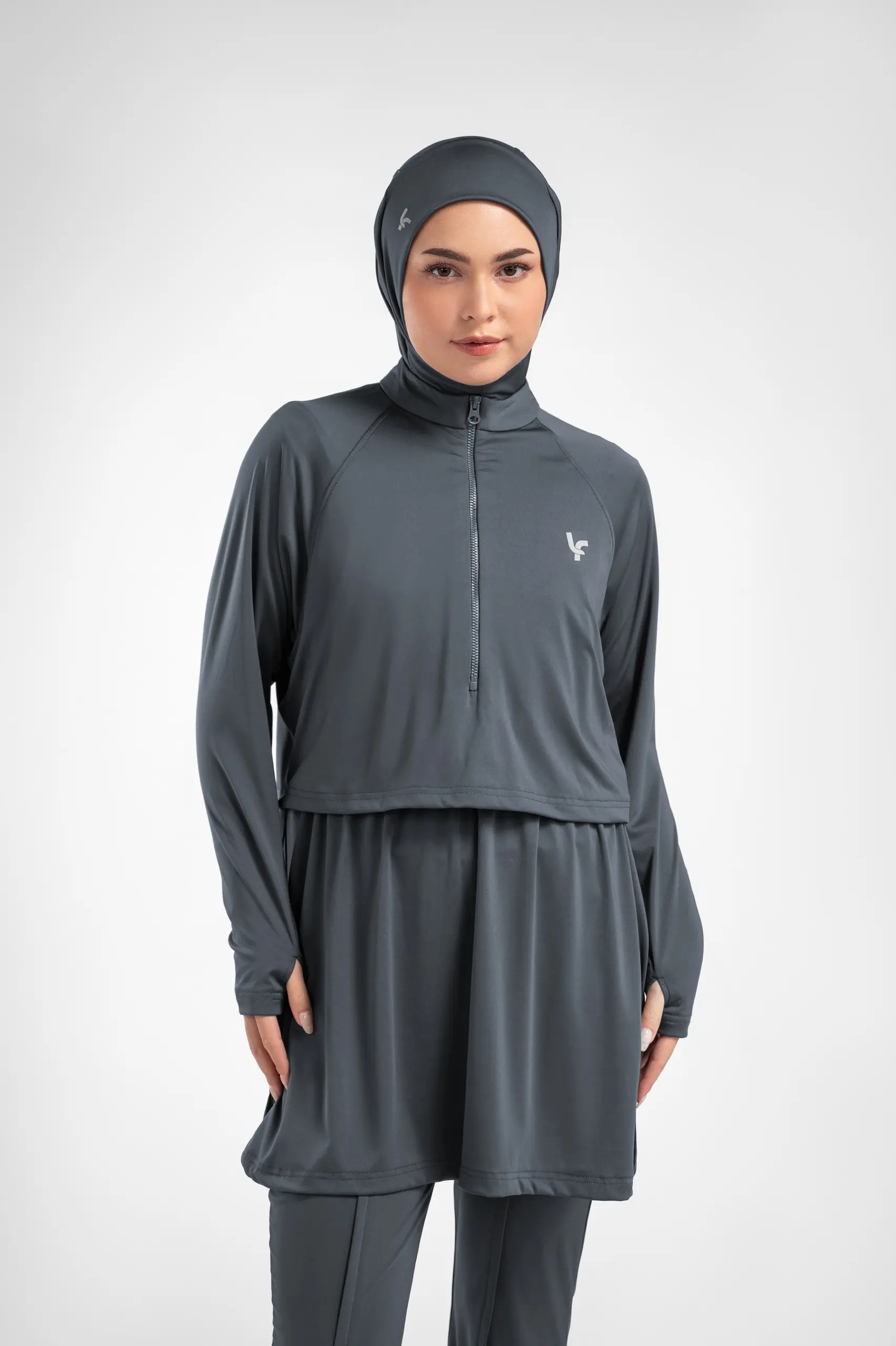 LADY FIT RUNERA DRAWSTRING TOP CHARCOAL