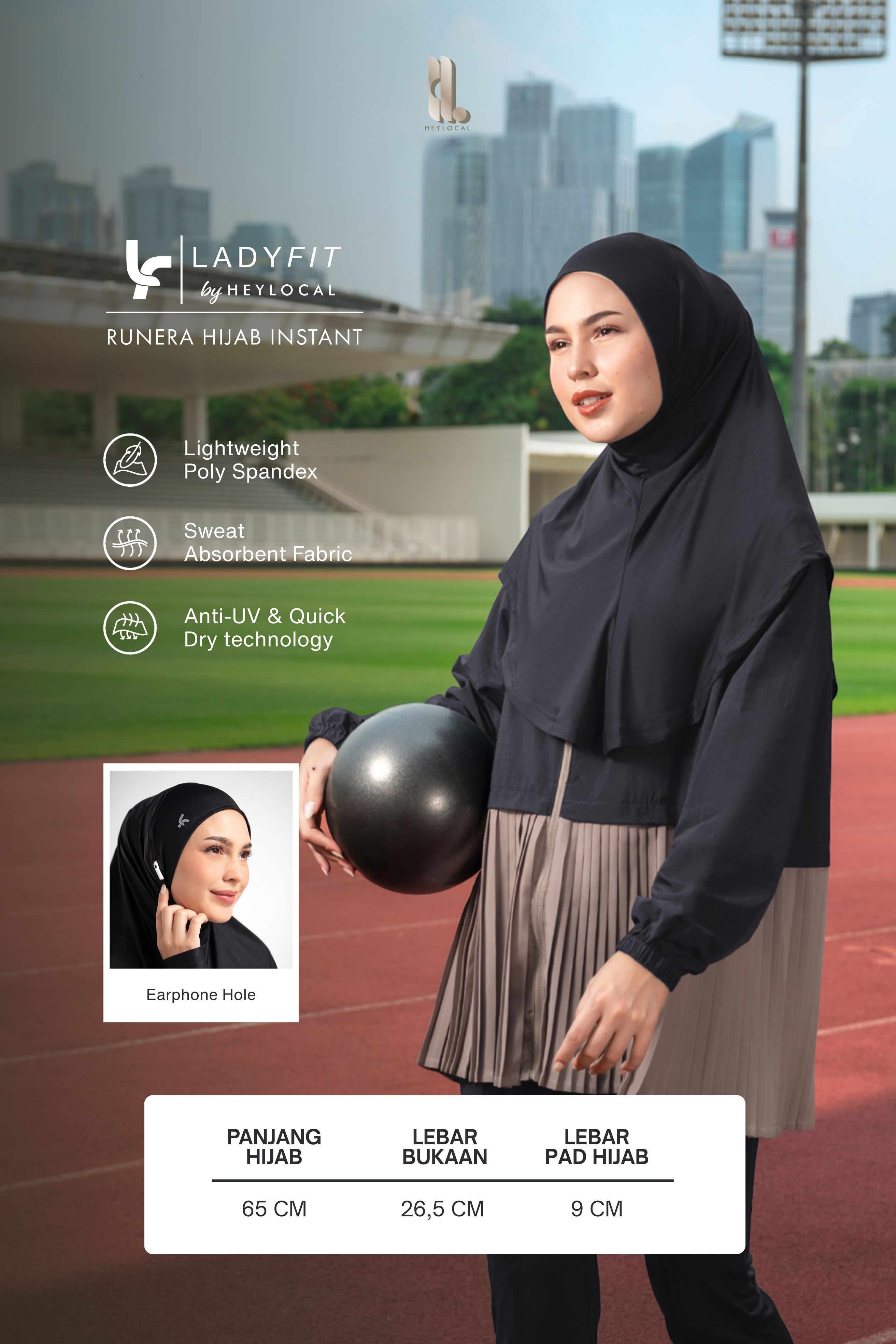 LADY FIT RUNERA HIJAB INSTANT CLOUD