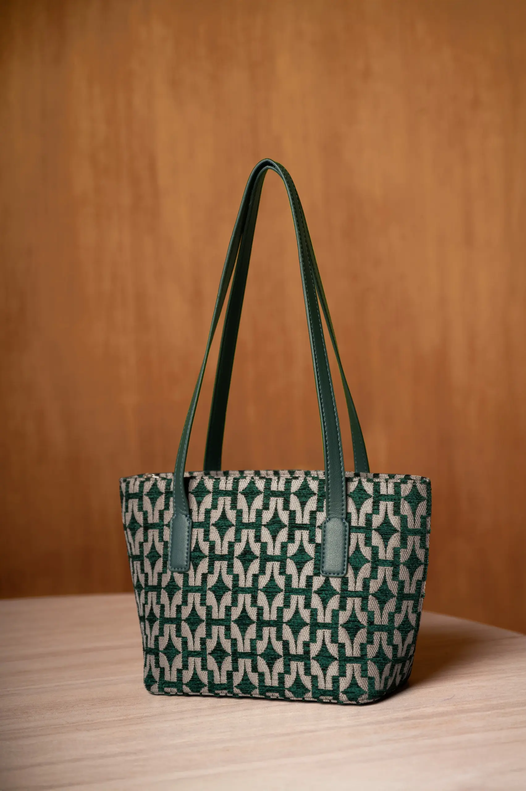 SIGNATURE H JACQUARD TOTEBAG FOREST GREEN