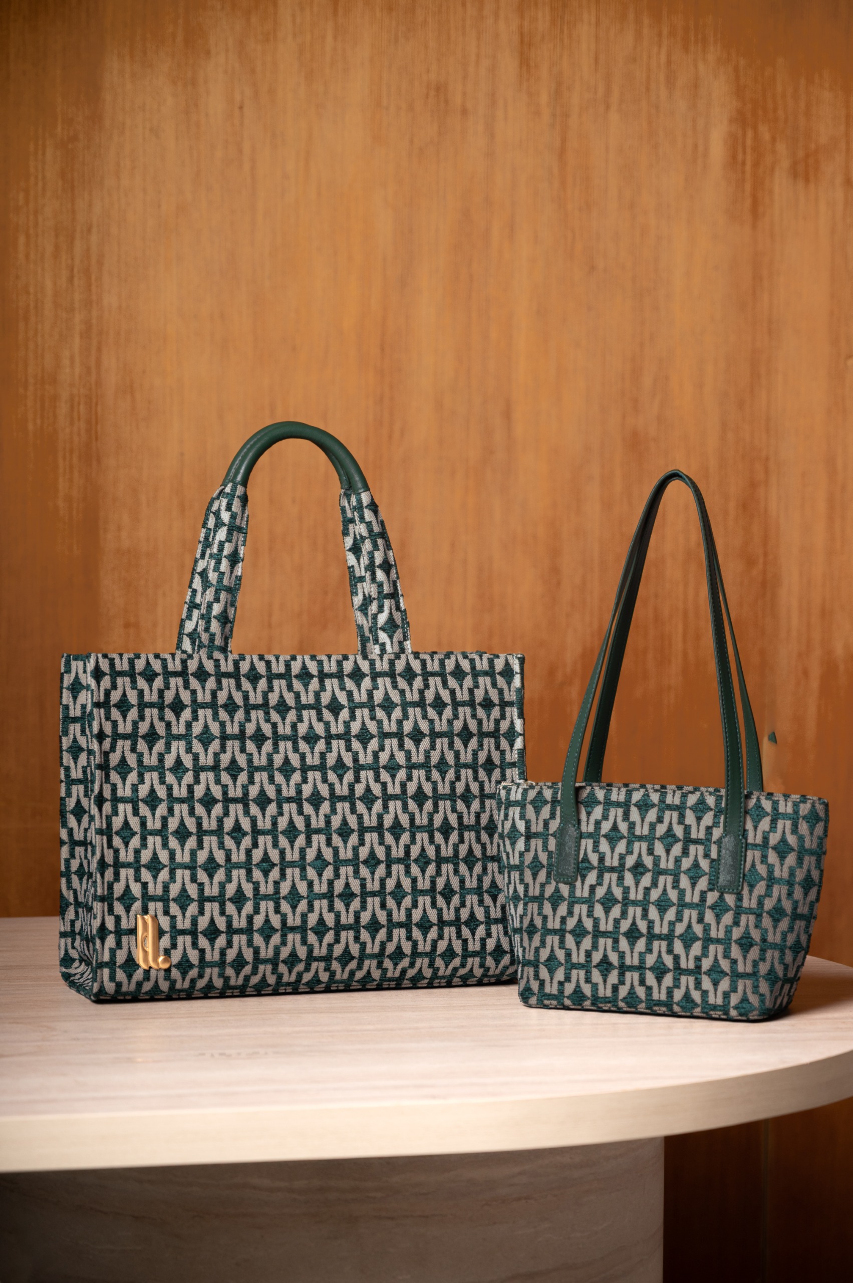 SIGNATURE H JACQUARD TOTEBAG FOREST GREEN