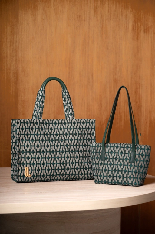 SIGNATURE H JACQUARD TOTEBAG FOREST GREEN