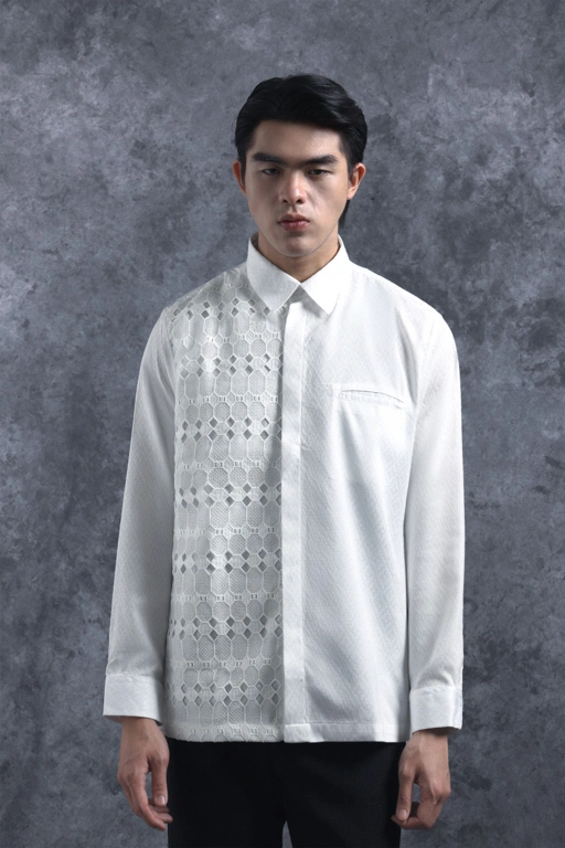 Image of Kemeja Brokat Manggala Lengan Panjang Mega