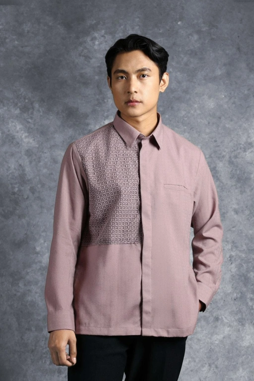 Image of Kemeja Elok Brokat Lengan Panjang Kusuma