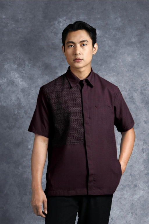 Image of Kemeja Elok Brokat Lengan Pendek Gandaria