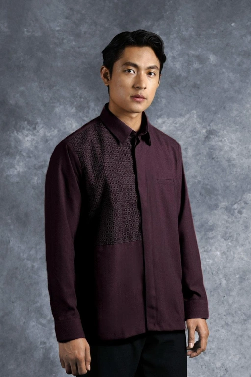 Image of Kemeja Elok Brokat Lengan Panjang Gandaria