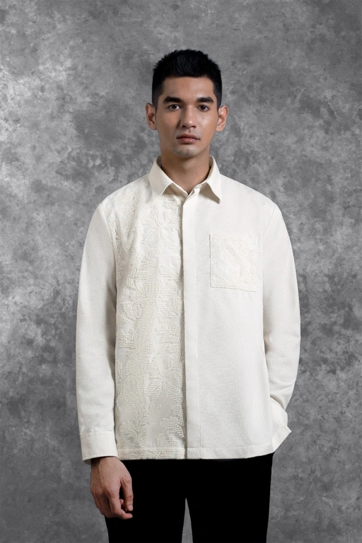 Image of Kemeja Brukat Saku Renjana Lengan Panjang Binar