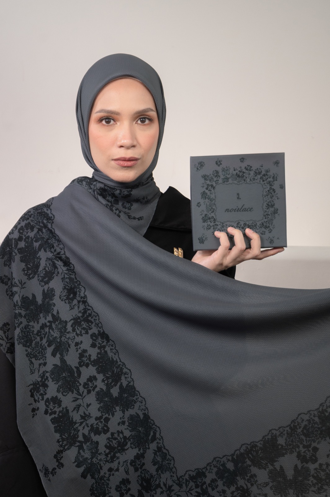 NOIRLACE SCARF CHARCOAL