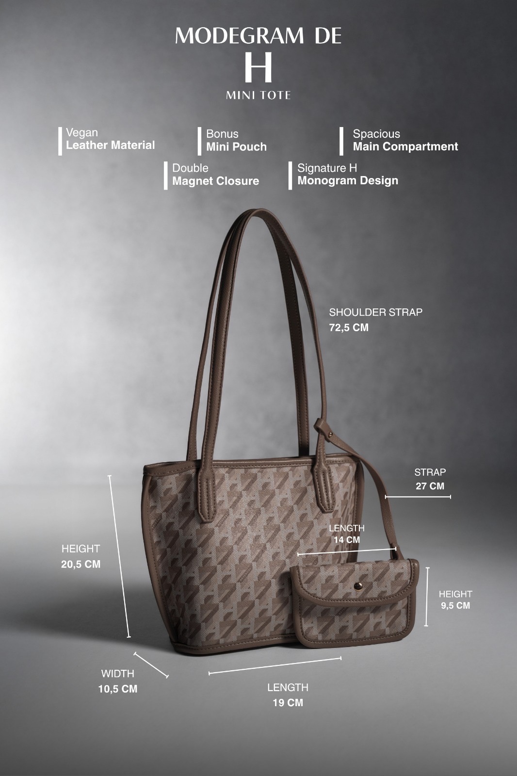 MODEGRAM DE H MINI TOTEBAG BLACK