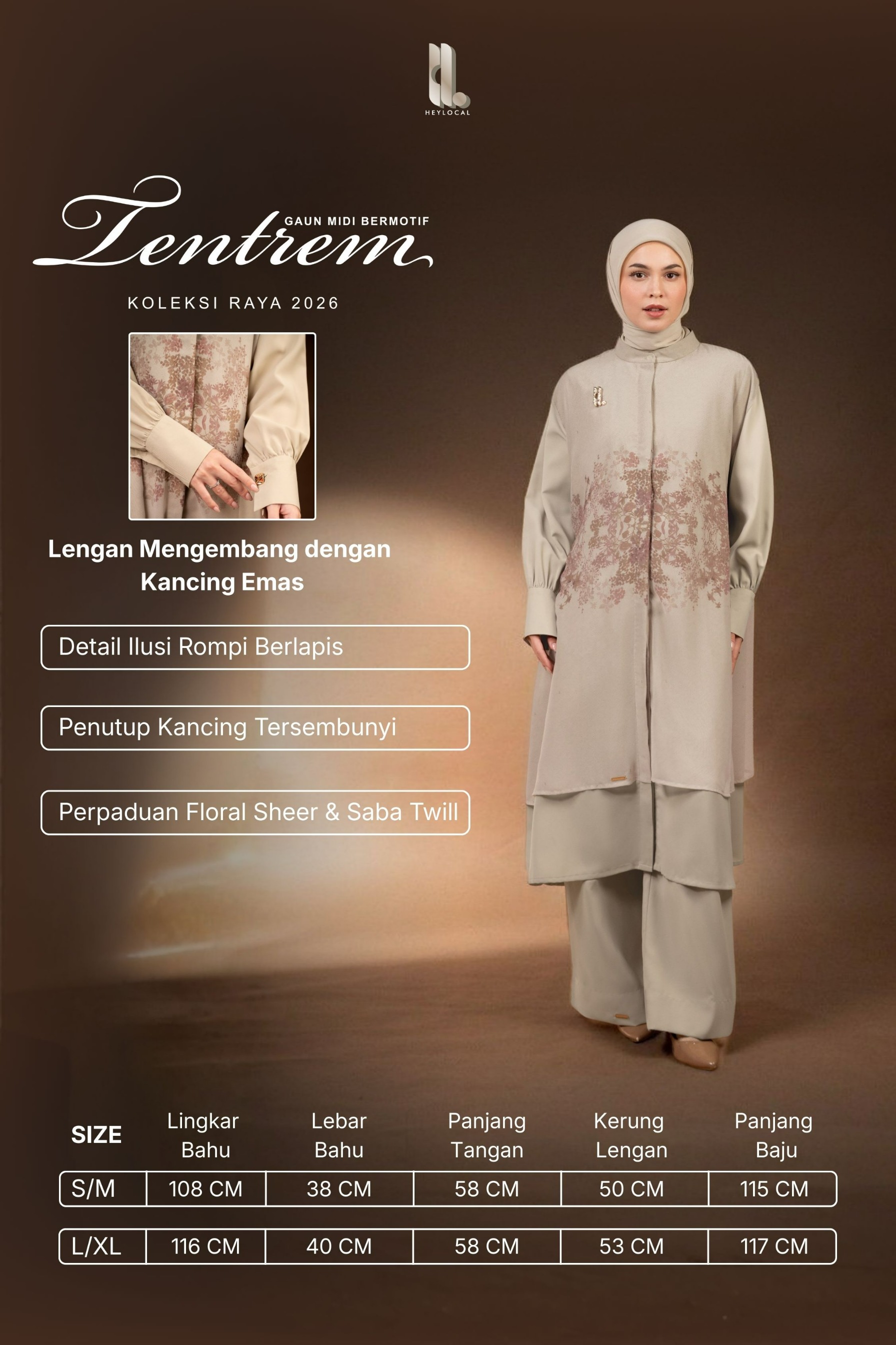 GAUN MIDI BERMOTIF TENTREM