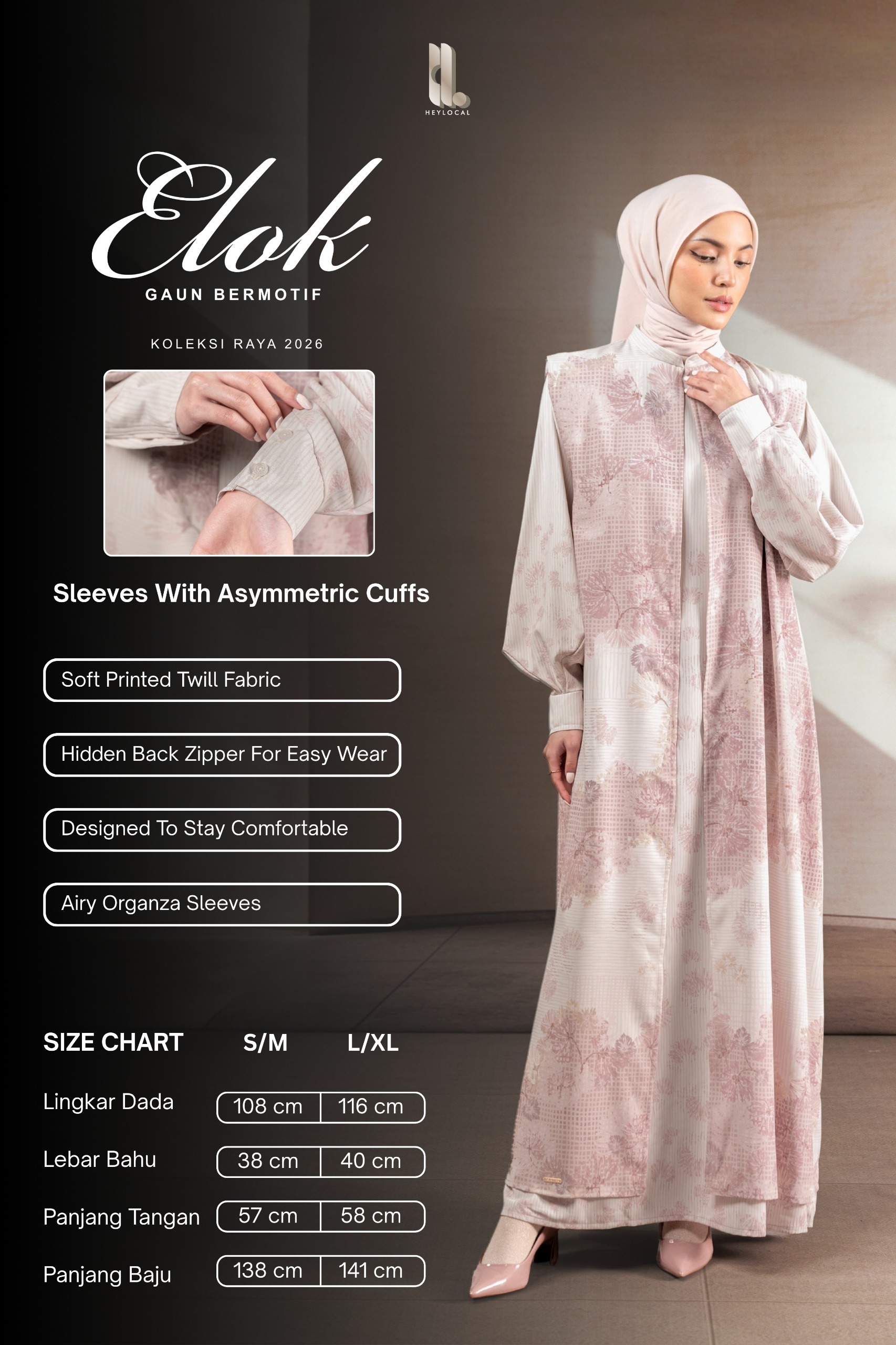 GAUN BERMOTIF ELOK