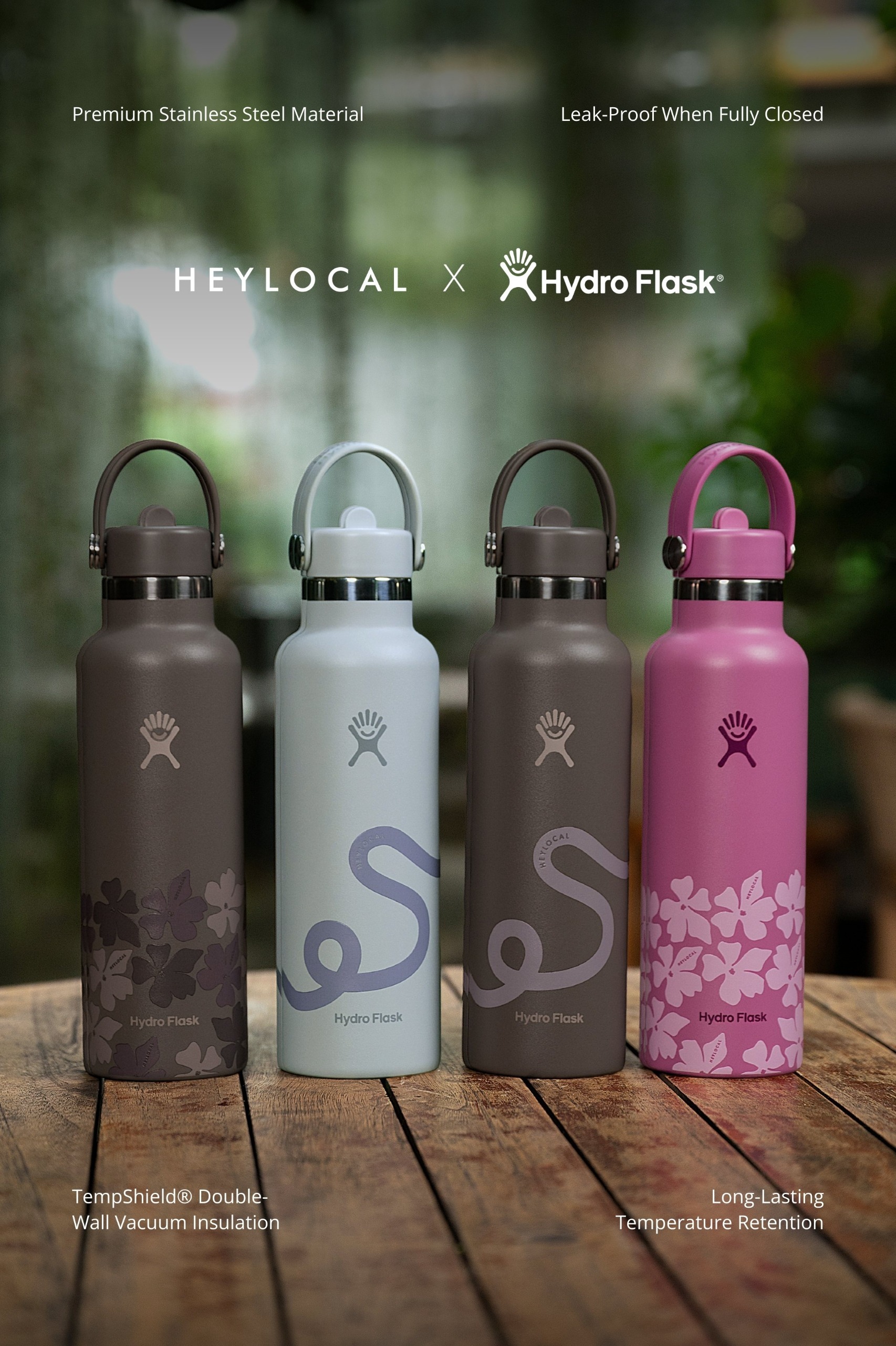 HEYLOCAL X HYDRO FLASK STD FLEX STRAW CAP BERRY BLOOM