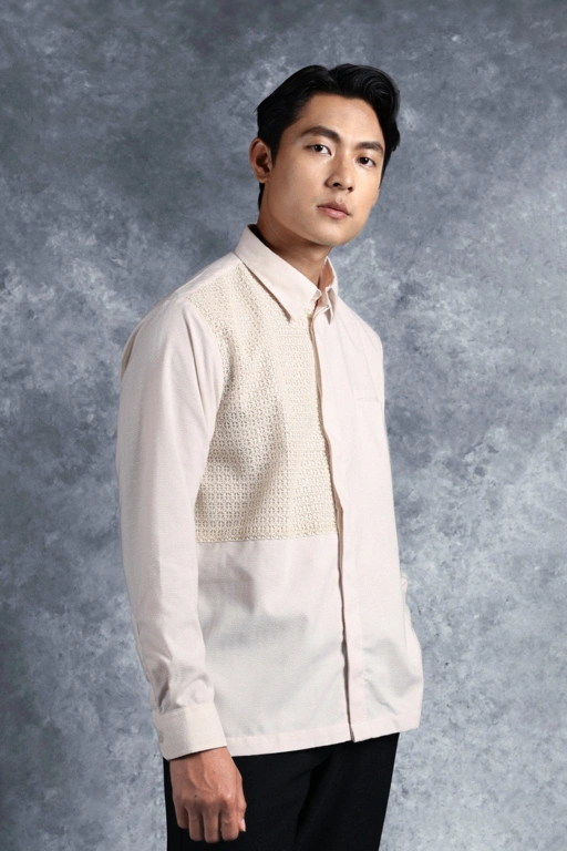 Image of Kemeja Elok Brokat Lengan Panjang Puspa