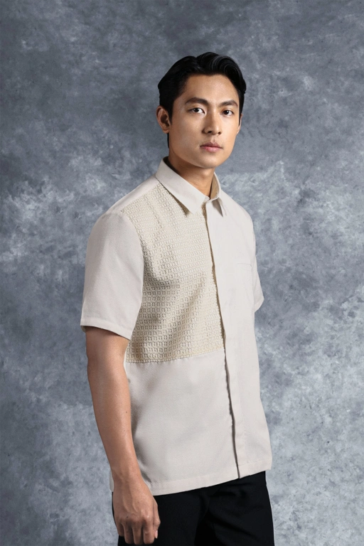 Image of Kemeja Elok Brokat Lengan Pendek Puspa