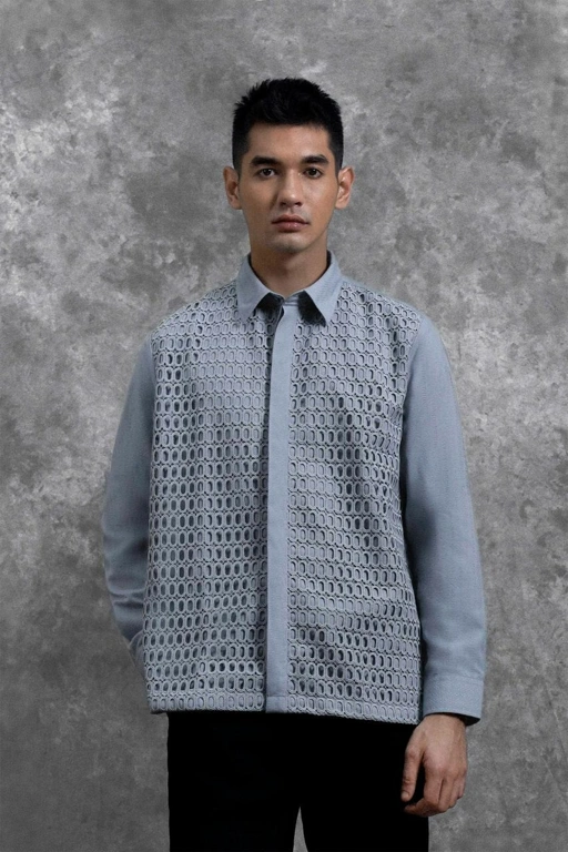 Image of Kemeja Brukat Renjana Lengan Panjang Embun