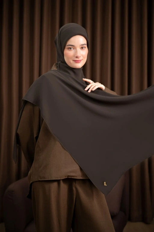 Image of FLOWY SCARF ASHBROWN
