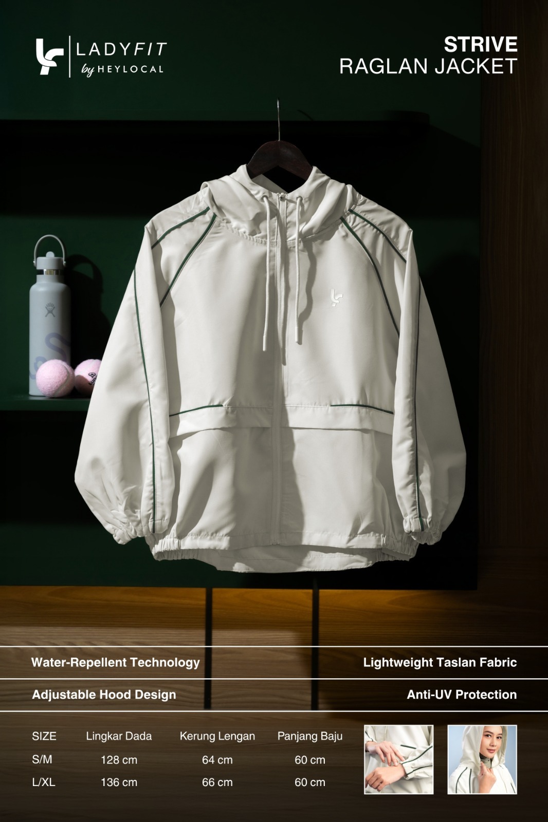 LADY FIT STRIVE RAGLAN JACKET ONYX