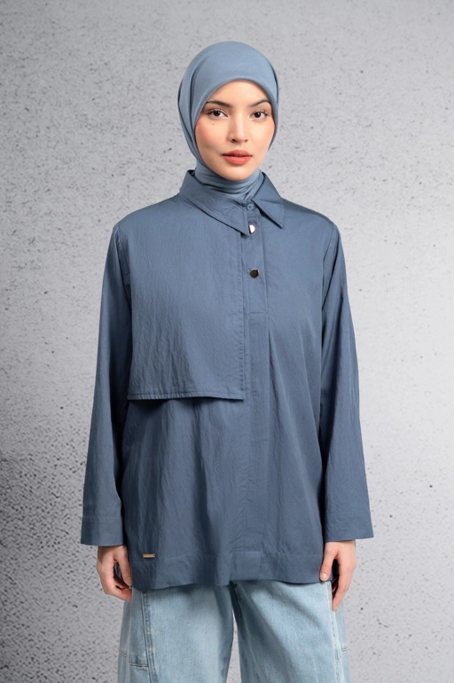 Image of BACK TO EASE TOP DENIM BLUE