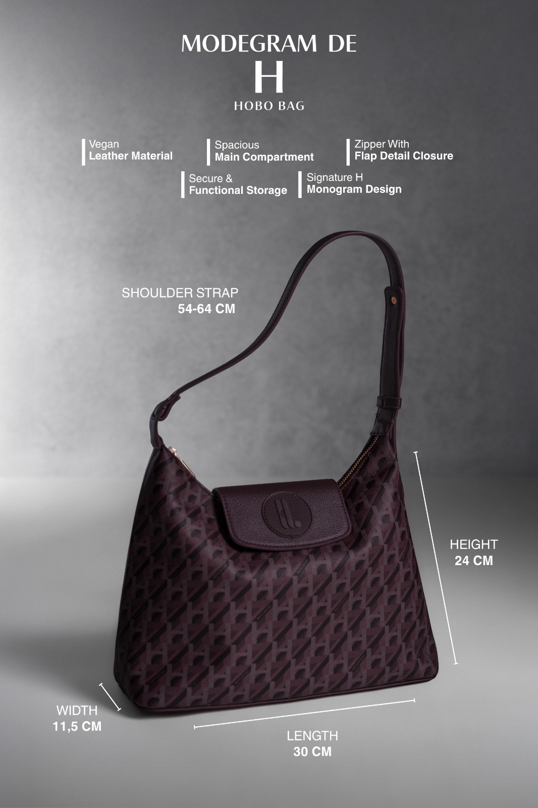 MODEGRAM DE H MIDI HOBO BARK