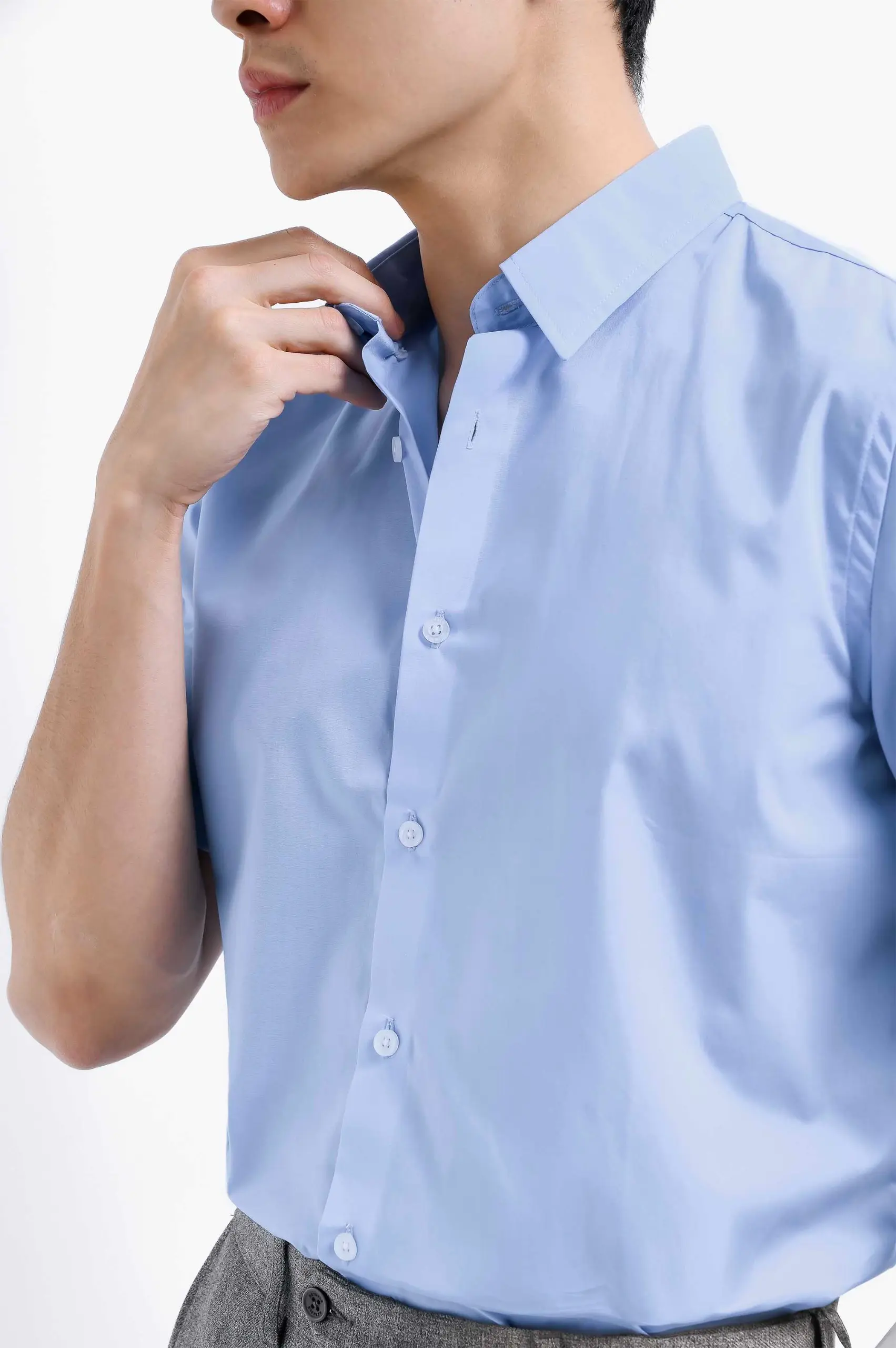 Elgant Short Sleeve Shirt Clean Look Light Blue