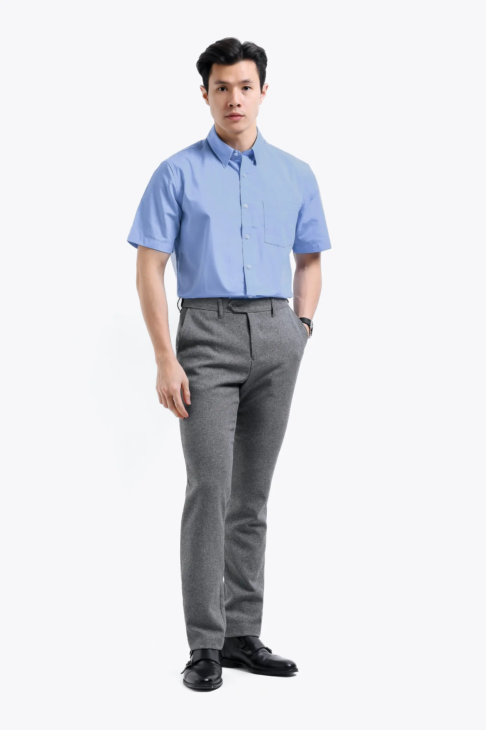 Elgant Short Sleeve Shirt Light Blue