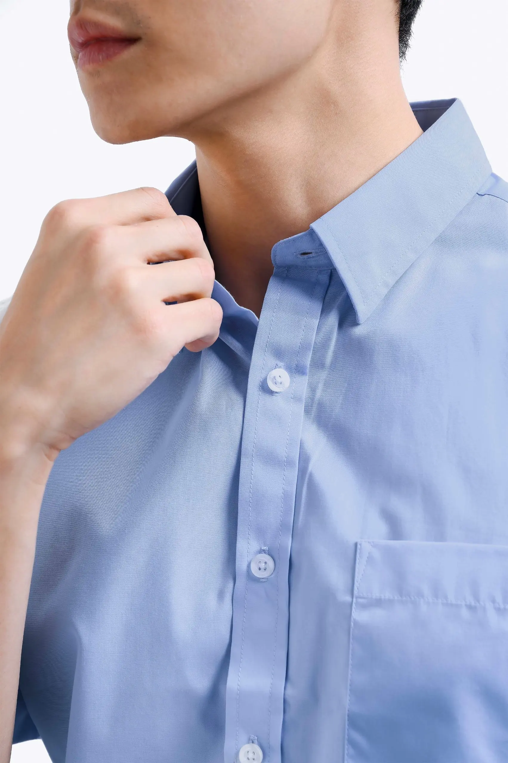 Elgant Short Sleeve Shirt Light Blue