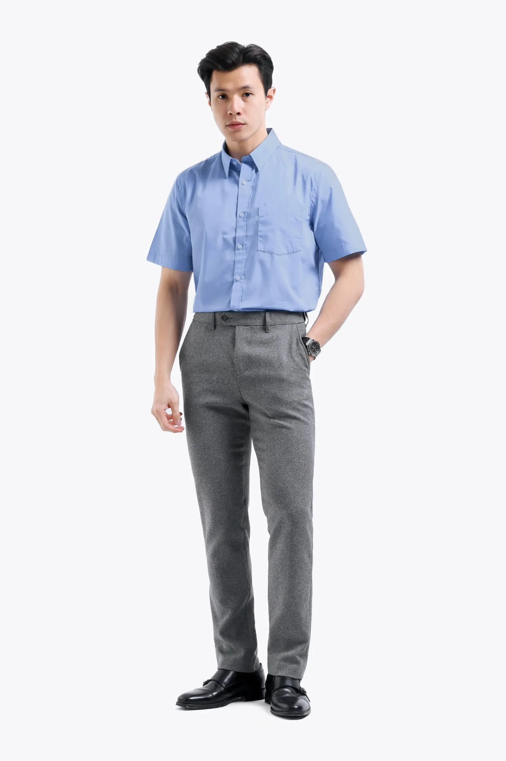 Elgant Short Sleeve Shirt Light Blue