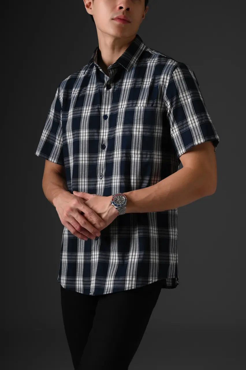 Squary Short Sleeve Shirt Navy