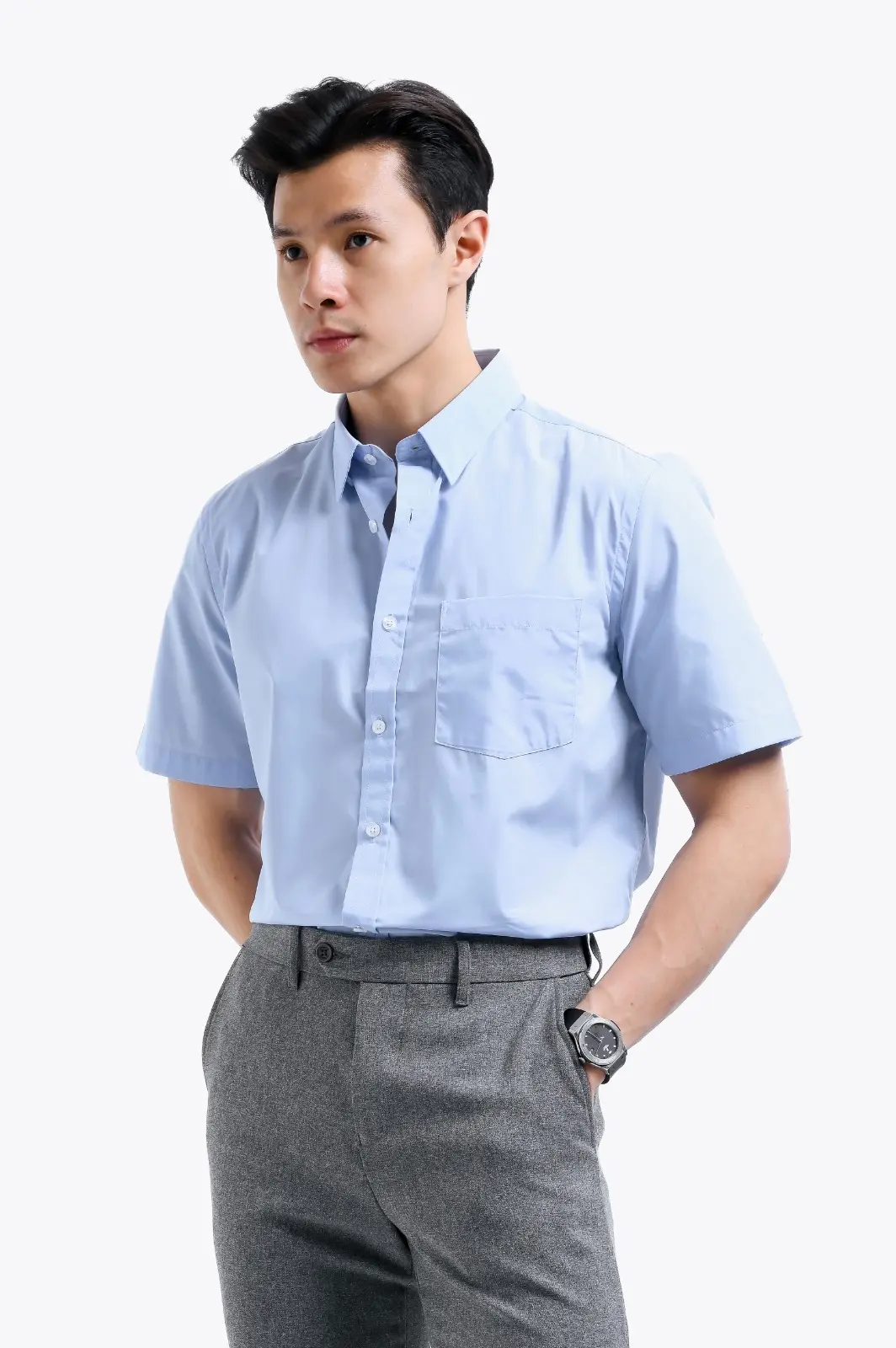 Elgant Short Sleeve Shirt Sky Blue