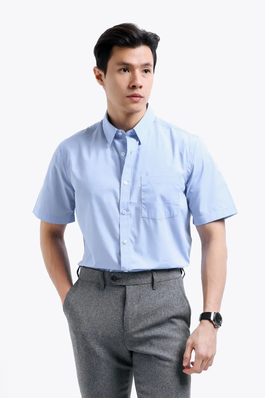 Elgant Short Sleeve Shirt Sky Blue