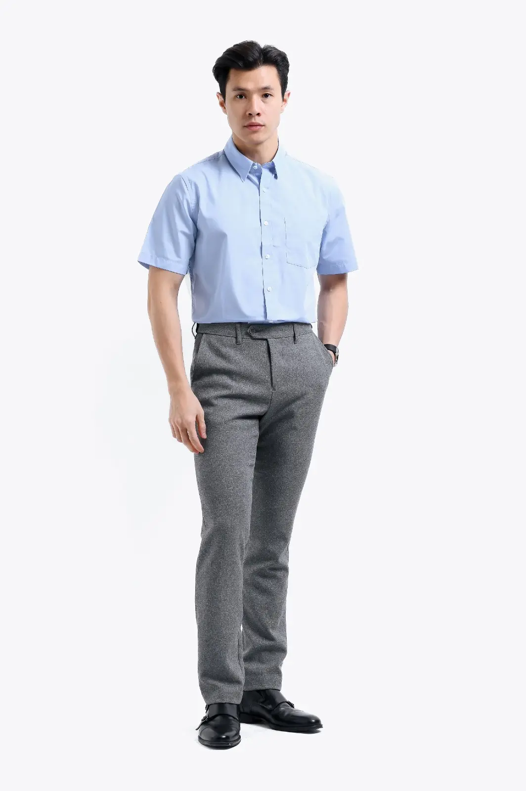 Elgant Short Sleeve Shirt Sky Blue