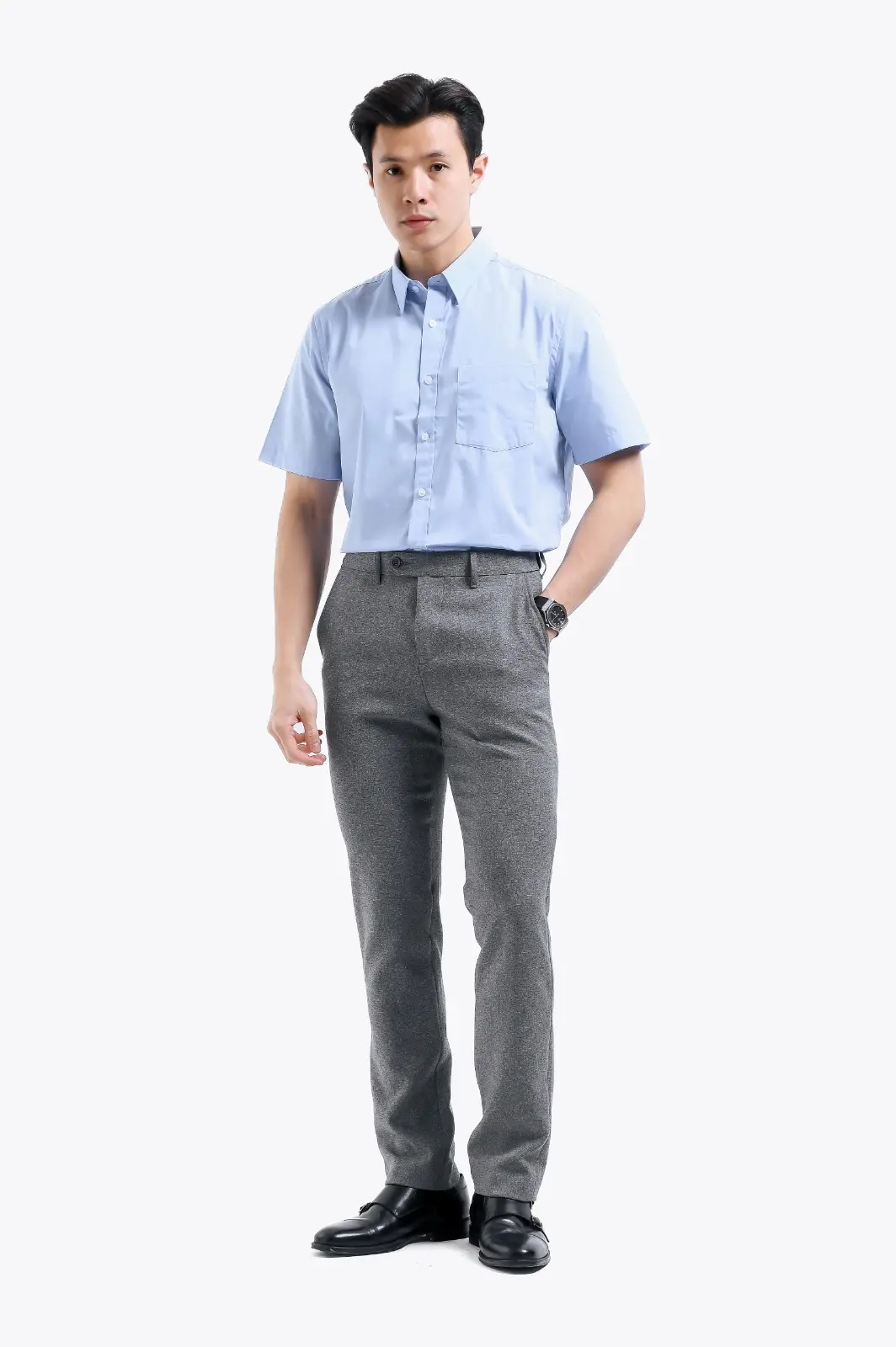 Elgant Short Sleeve Shirt Sky Blue