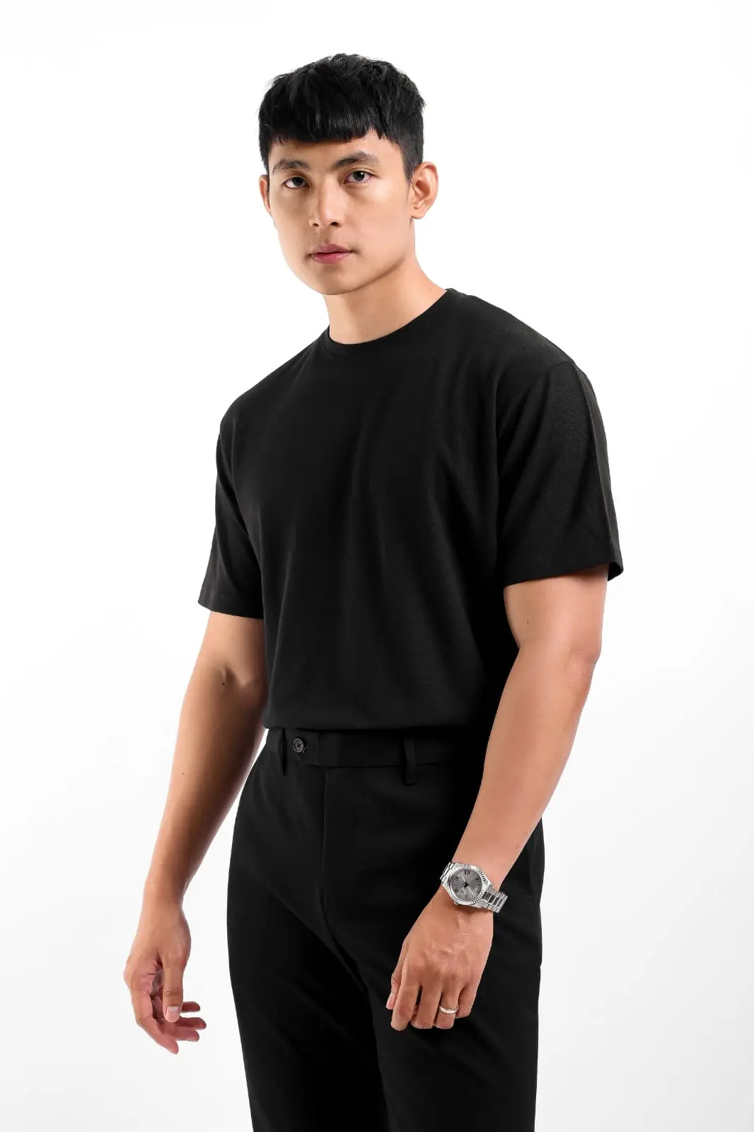 Reid Waffle Short Sleeve Tees Black
