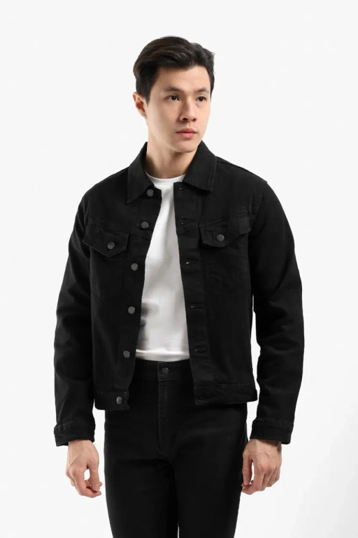 Image of Denim Slim Fit Jacket Black
